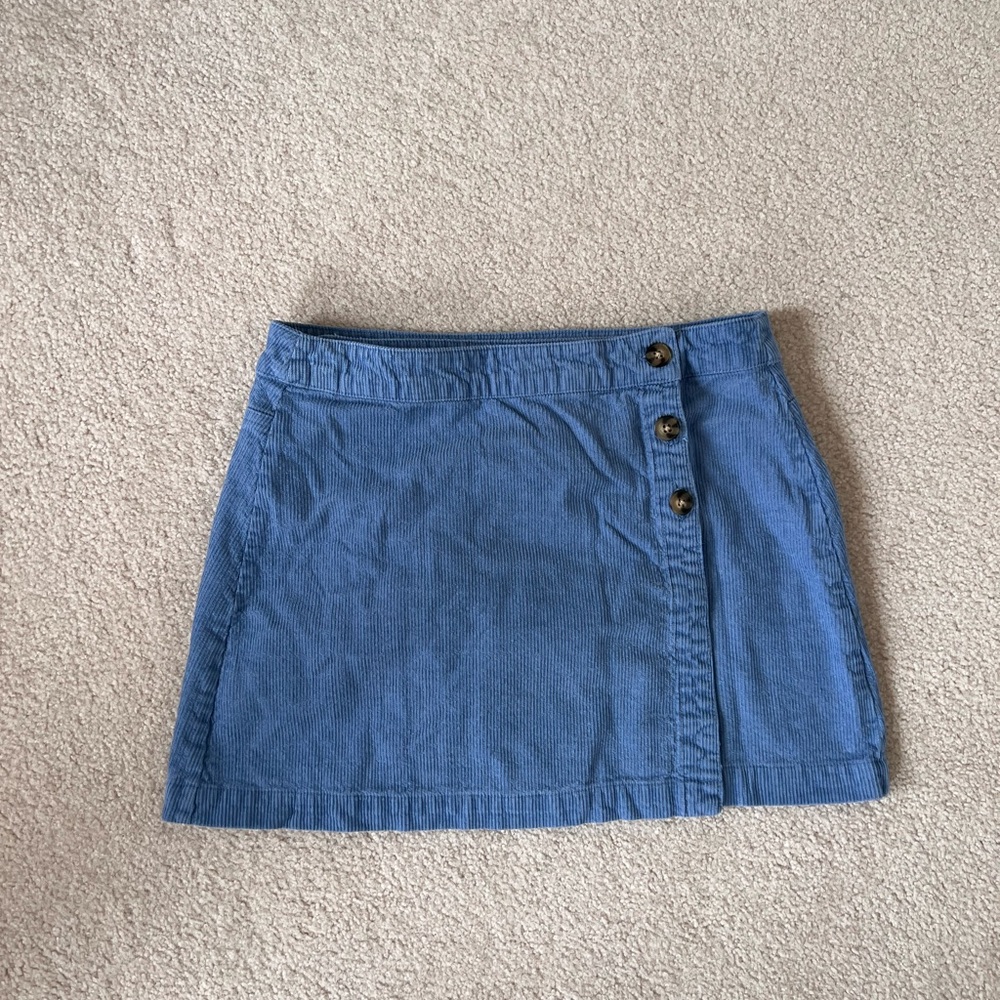Blue button wrap skirt